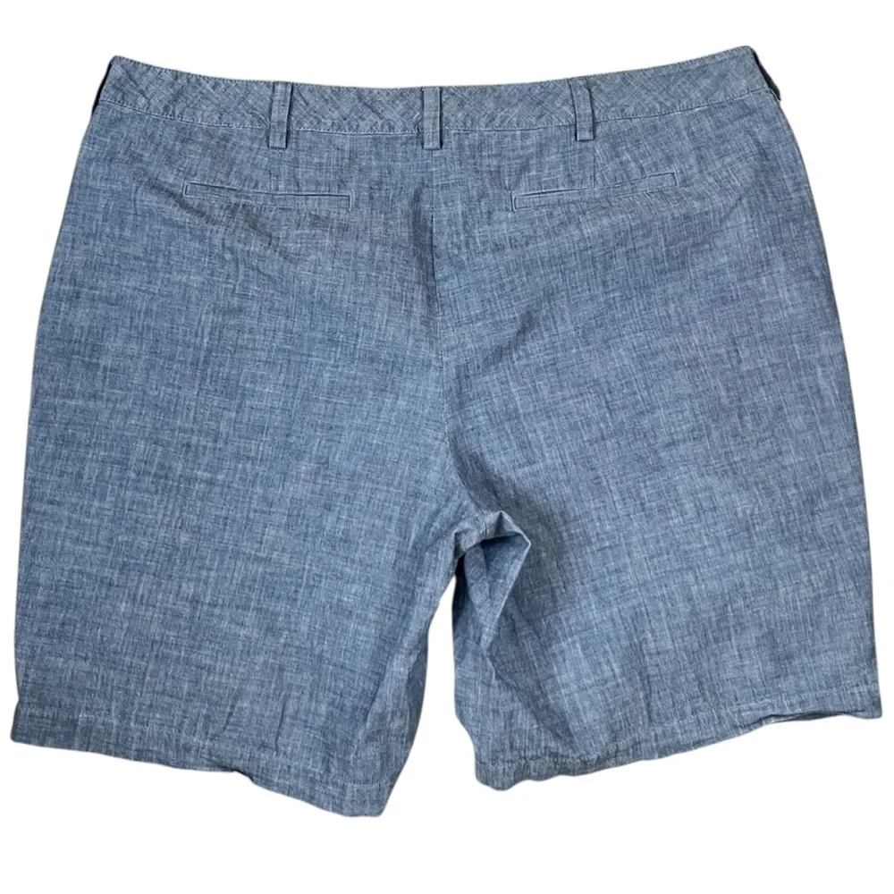 Lands’‎ End Women’s 22W Blue Chambray Cotton Mid Rise Walking Shorts Plus Size